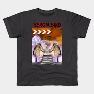 Heron bird art Kids T-Shirt